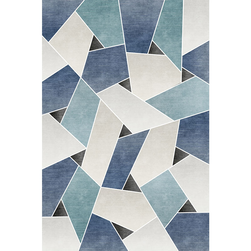 Unique geometric pattern rug Blue and Green Modern rug Polyester Washable Pet-friendly non-slip rug for the living room | Bowlift