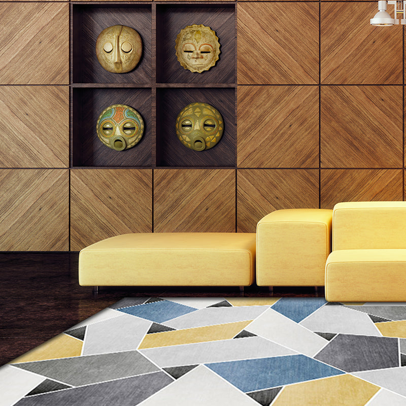 Unique geometric pattern rug Blue and Green Modern rug Polyester Washable Pet-friendly non-slip rug for the living room | Bowlift