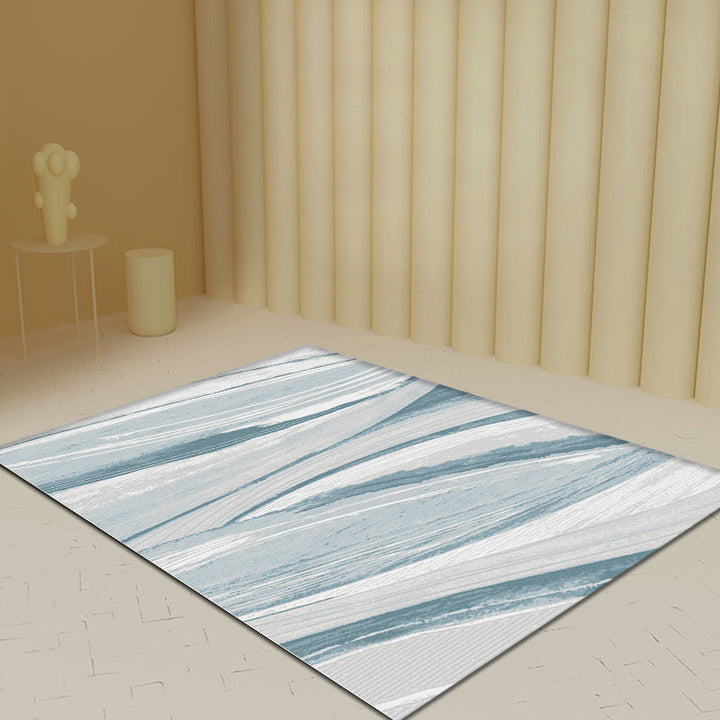 Nordic Brush Stroke Pattern Carpet Blue Polyester Carpet Washable Pet-Friendly Non-Slip Carpet for the Living Room | Bowlift