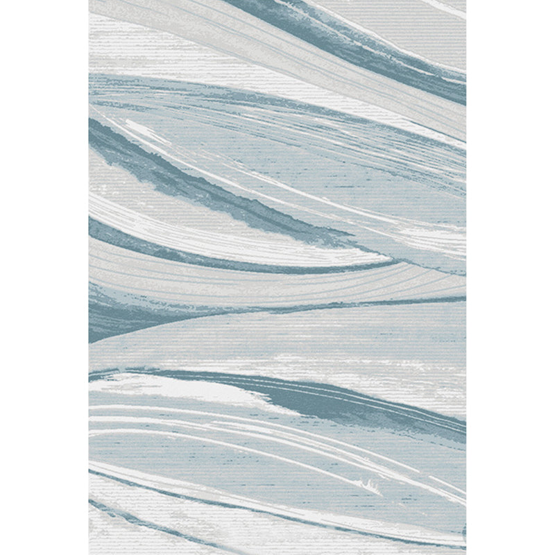 Nordic Brush Stroke Pattern Carpet Blue Polyester Carpet Washable Pet-Friendly Non-Slip Carpet for the Living Room | Bowlift
