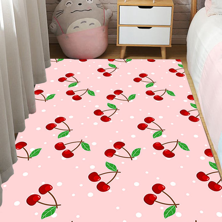 BowLift | Pink Children's Carpet Synthetic Cherry Pattern Carpet Pet Friendly Washable Non-Slip Back Carpet for Decoration