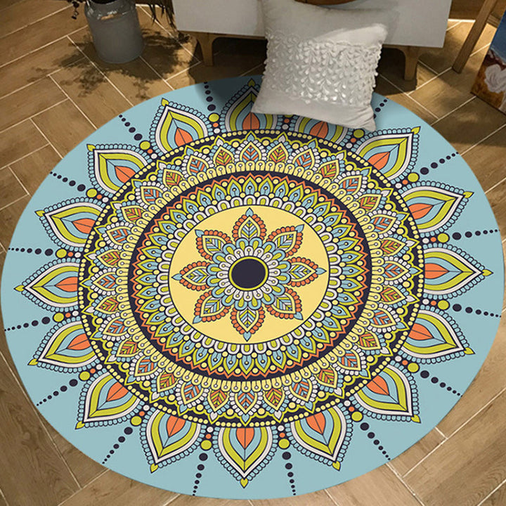 BowLift | Moroccan Floral Pattern Rug Multicolor Polyester Rug Washable Pet-Friendly Non-Slip Rug for Living Room