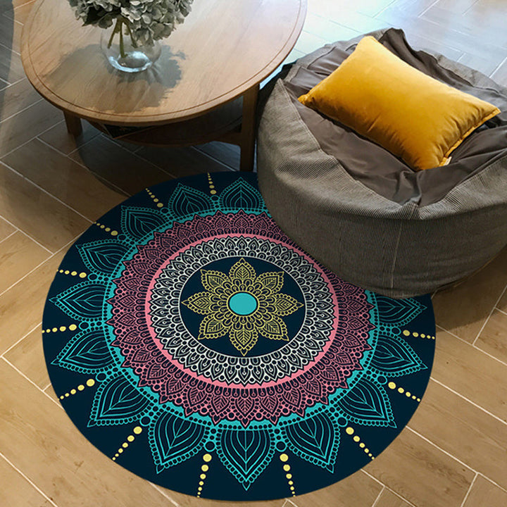 BowLift | Moroccan Floral Pattern Rug Multicolor Polyester Rug Washable Pet-Friendly Non-Slip Rug for Living Room