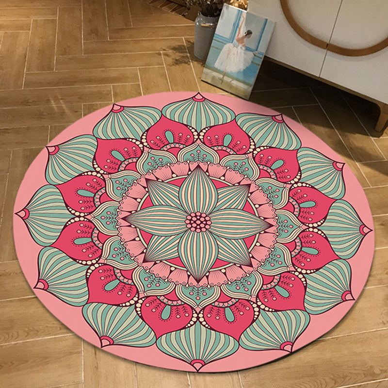 BowLift | Moroccan Floral Pattern Rug Multicolor Polyester Rug Washable Pet-Friendly Non-Slip Rug for Living Room