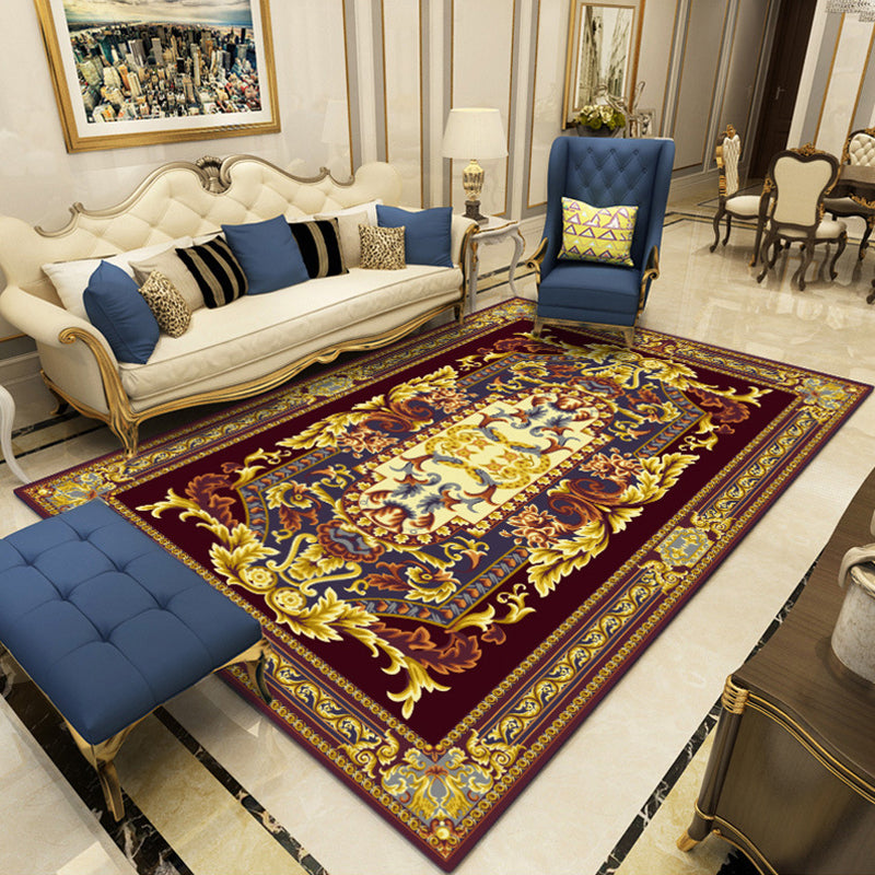 Retro medallion pattern rug multicolored rug synthetic washable pet-friendly non-slip rug for the living room | Bowlift