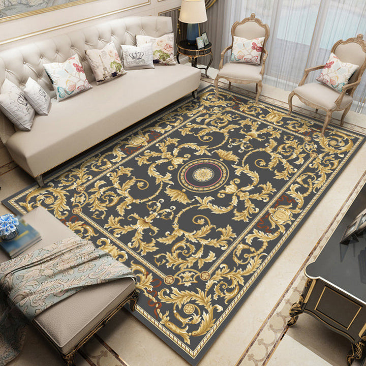 Retro medallion pattern rug multicolored rug synthetic washable pet-friendly non-slip rug for the living room | Bowlift