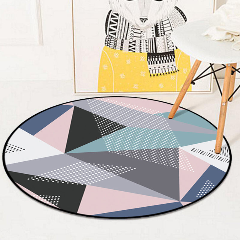 Simple geometric pattern rug multicolored Nordic rug polyester pet-friendly non-slip backing washable area rug for the living room | Bowlift