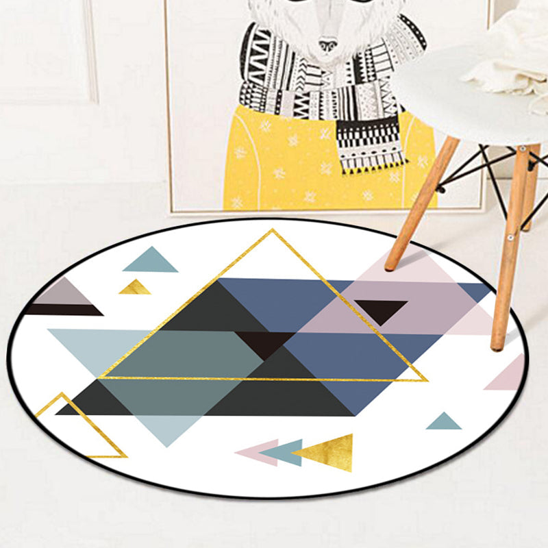 Simple geometric pattern rug multicolored Nordic rug polyester pet-friendly non-slip backing washable area rug for the living room | Bowlift