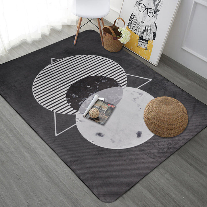 BowLift | Modern Geometric Pattern Area Rug with Stripe Gray Multicolor Polyester Area Rug Washable Pet Friendly Non-Slip Area Rug for Living Room