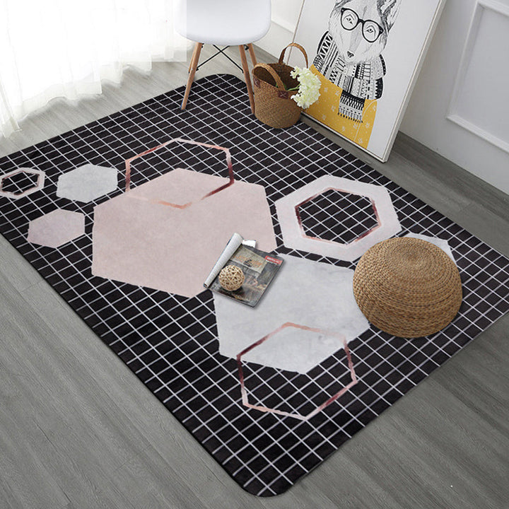 BowLift | Modern Geometric Pattern Area Rug with Stripe Gray Multicolor Polyester Area Rug Washable Pet Friendly Non-Slip Area Rug for Living Room