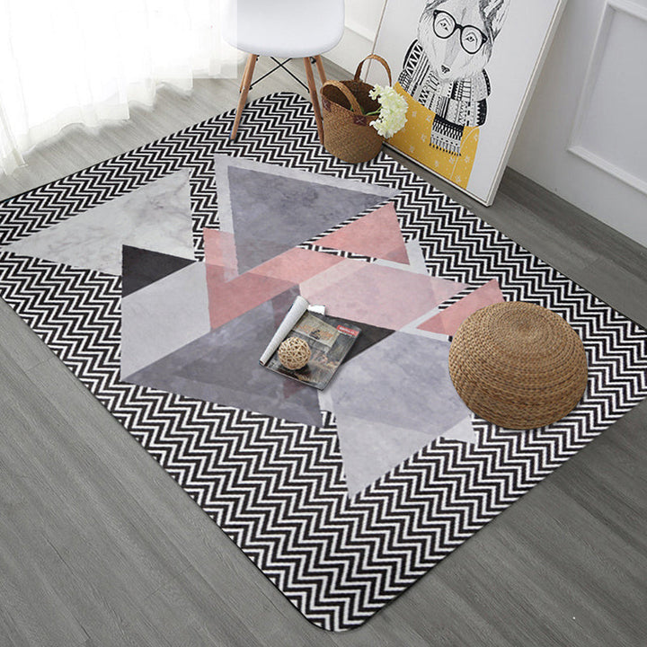 BowLift | Modern Geometric Pattern Area Rug with Stripe Gray Multicolor Polyester Area Rug Washable Pet Friendly Non-Slip Area Rug for Living Room