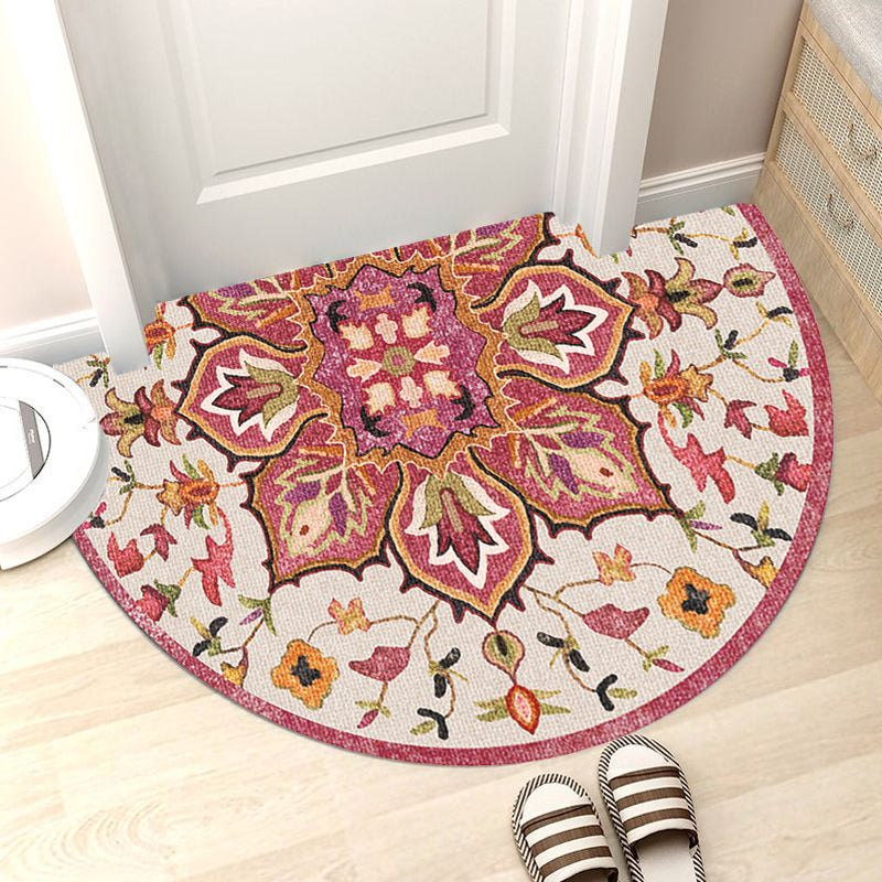 BowLift | Moroccan tribal floral pattern rug multicolored polyester rug machine washable pet friendly non-slip doormat for the living room