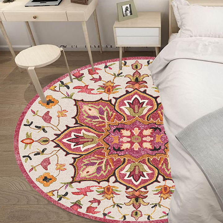 BowLift | Moroccan tribal floral pattern rug multicolored polyester rug machine washable pet friendly non-slip doormat for the living room