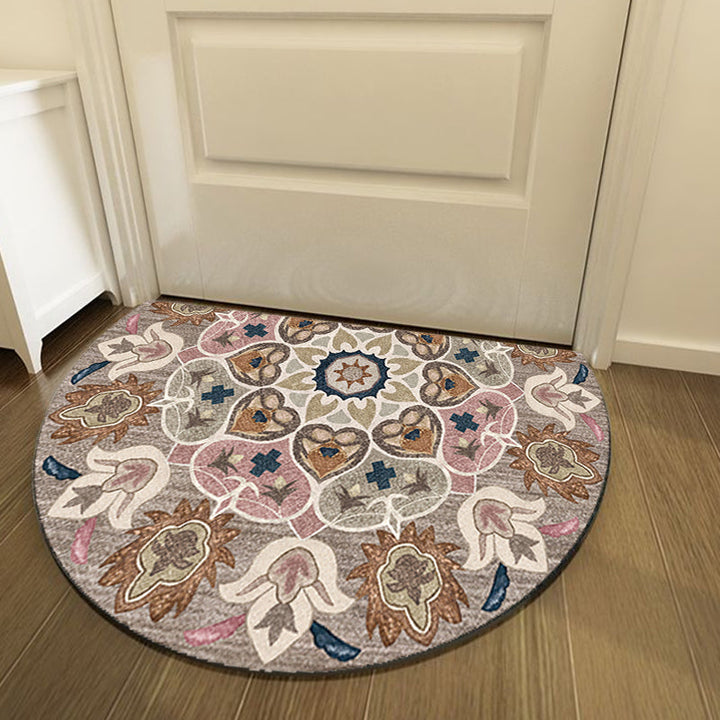 BowLift | Moroccan tribal floral pattern rug multicolored polyester rug machine washable pet friendly non-slip doormat for the living room