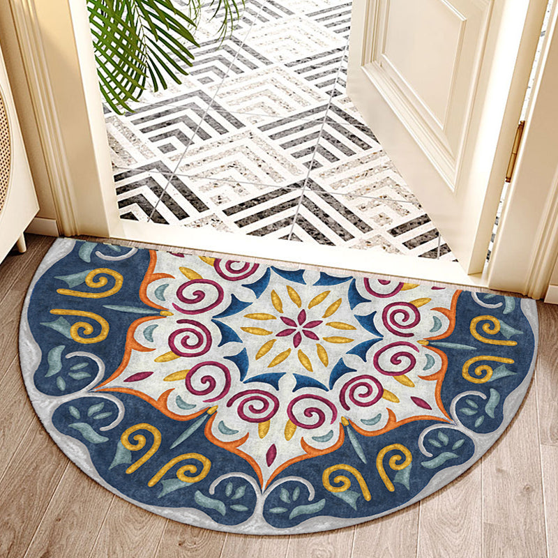 BowLift | Moroccan tribal floral pattern rug multicolored polyester rug machine washable pet friendly non-slip doormat for the living room