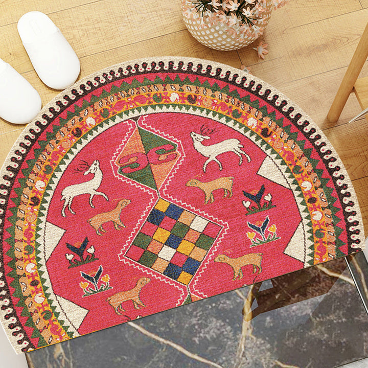 BowLift | Moroccan tribal floral pattern rug multicolored polyester rug machine washable pet friendly non-slip doormat for the living room