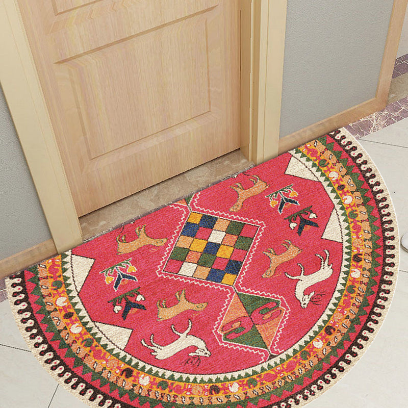 BowLift | Moroccan tribal floral pattern rug multicolored polyester rug machine washable pet friendly non-slip doormat for the living room