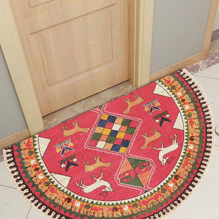 BowLift | Moroccan tribal floral pattern rug multicolored polyester rug machine washable pet friendly non-slip doormat for the living room