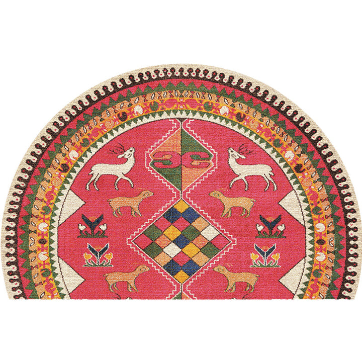 BowLift | Moroccan tribal floral pattern rug multicolored polyester rug machine washable pet friendly non-slip doormat for the living room