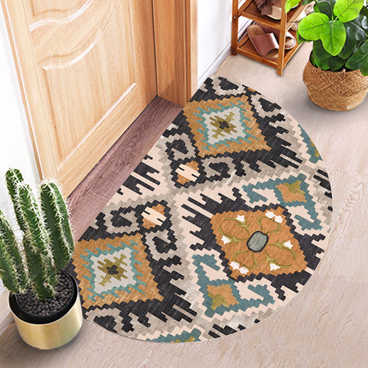 BowLift | Moroccan tribal floral pattern rug multicolored polyester rug machine washable pet friendly non-slip doormat for the living room