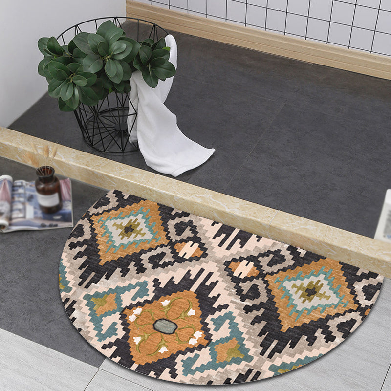 BowLift | Moroccan tribal floral pattern rug multicolored polyester rug machine washable pet friendly non-slip doormat for the living room