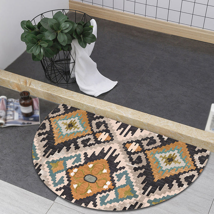 BowLift | Moroccan tribal floral pattern rug multicolored polyester rug machine washable pet friendly non-slip doormat for the living room