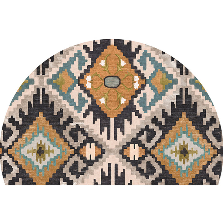 BowLift | Moroccan tribal floral pattern rug multicolored polyester rug machine washable pet friendly non-slip doormat for the living room