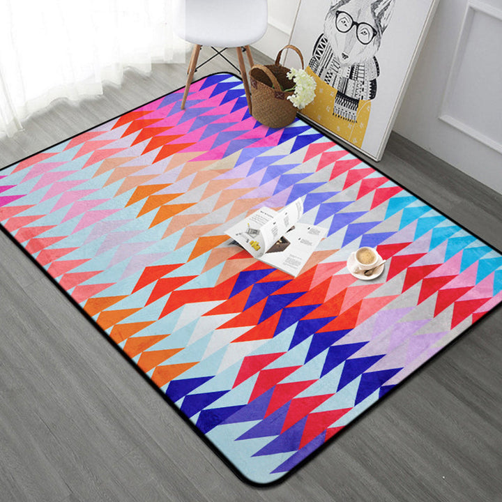 Simple geometric pattern rug multicolored Nordic rug polyester pet-friendly non-slip backing washable area rug for the living room | Bowlift