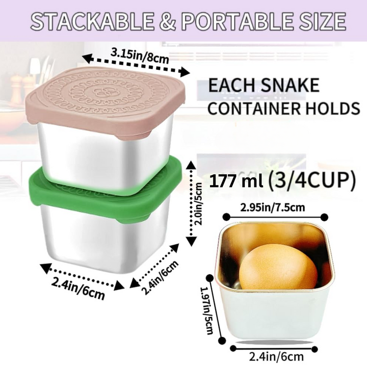 BowLift | 175ml Stainless Steel Snack Boxes for Kids - 6-Pack