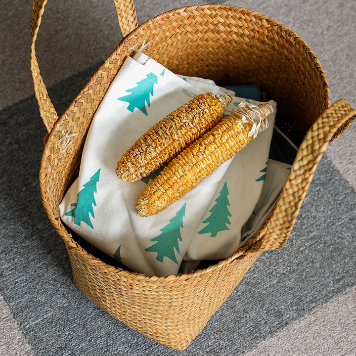 Handwoven Natural Wicker Shopping Basket Bowlift