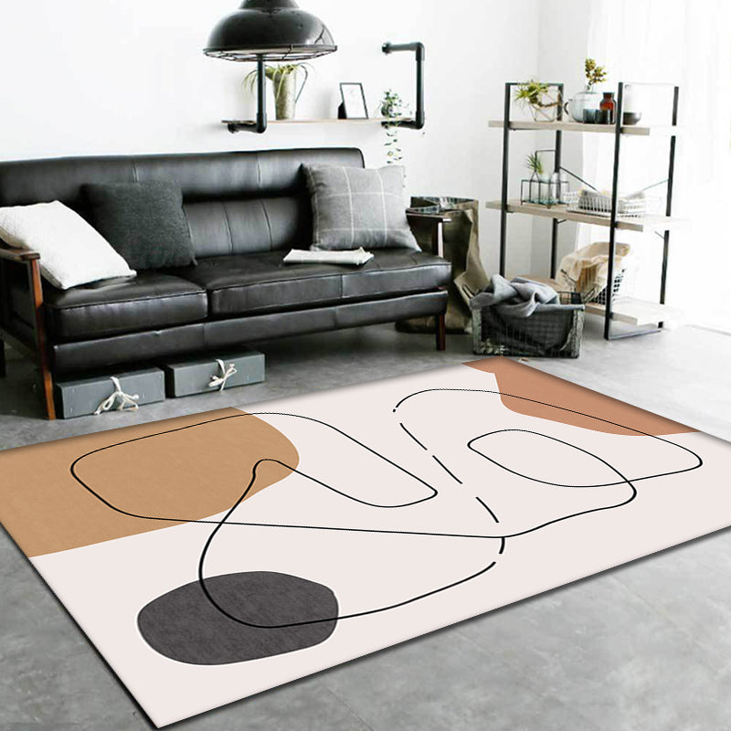 BowLift | Contemporary Abstract Carpet Brown and Green Polyester Carpet Non-Slip Back Washable Pet Friendly Carpet for Home