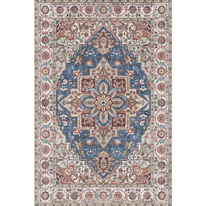 BowLift | Retro Tribal Flower Pattern Rug Pink and Gray Polyester Rug Washable Pet-Friendly Non-Slip Rug for Living Room