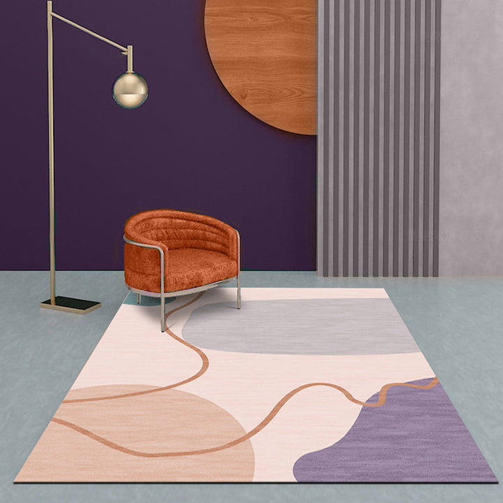 BowLift | Modernist Color Block Carpet Pink Polyester Carpet Non-Slip Back Washable Pet Friendly Area Rug for Home