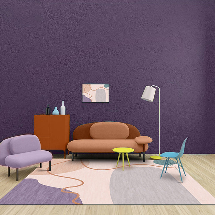 BowLift | Modernist Color Block Carpet Pink Polyester Carpet Non-Slip Back Washable Pet Friendly Area Rug for Home