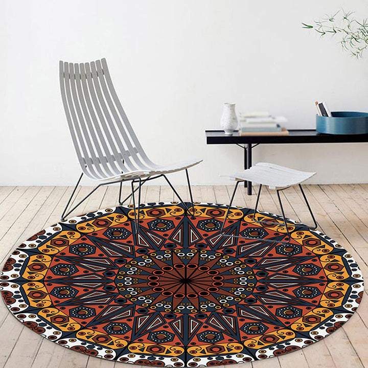BowLift | Moroccan Circle Pattern Carpet with Flower Multicolor Polyester Carpet Washable Pet Friendly Non-Slip Rug for Living Room