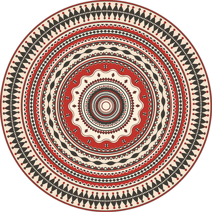 BowLift | Moroccan Circle Pattern Carpet with Flower Multicolor Polyester Carpet Washable Pet Friendly Non-Slip Rug for Living Room