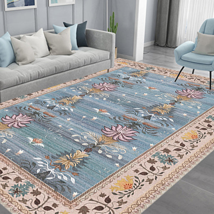 BowLift | Pink Shabby Chic Carpet Polyester Tribal Floral Pattern Carpet Pet-Friendly Washable Non-Slip Back Carpet for Decoration