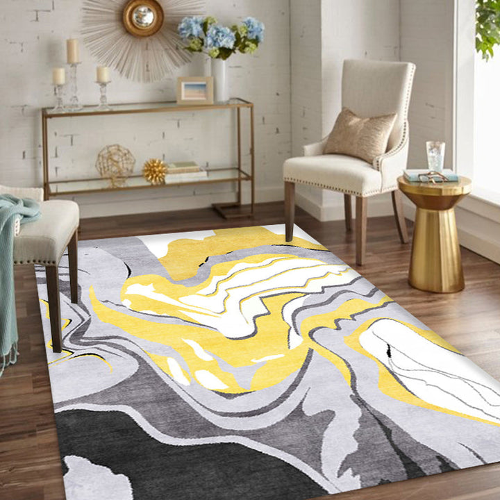 Unique Gray Modernist Rug Polyester Abstract Rug Washable Pet Friendly Non Slip Rug for the Living Room | Bowlift