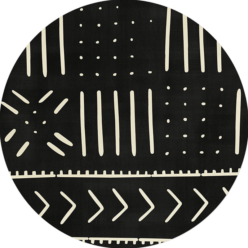 BowLift | Modernist geometric pattern rug with stripes black and yellow polyester rug non-slip backing washable pet-friendly rug for the bedroom