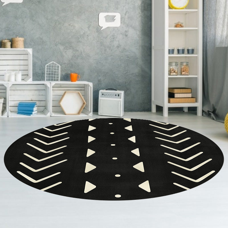 BowLift | Modernist geometric pattern rug with stripes black and yellow polyester rug non-slip backing washable pet-friendly rug for the bedroom
