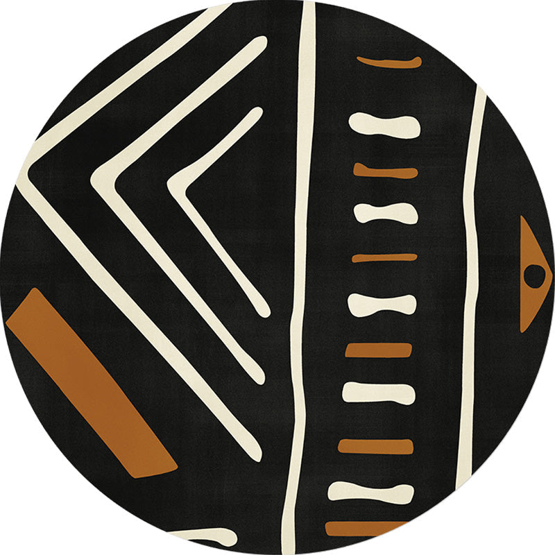 BowLift | Modernist geometric pattern rug with stripes black and yellow polyester rug non-slip backing washable pet-friendly rug for the bedroom