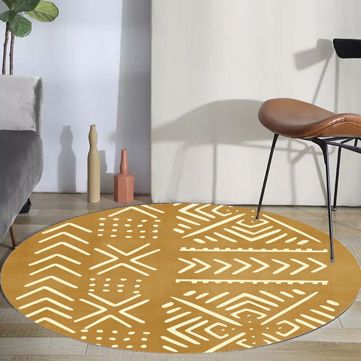 BowLift | Modernist geometric pattern rug with stripes black and yellow polyester rug non-slip backing washable pet-friendly rug for the bedroom