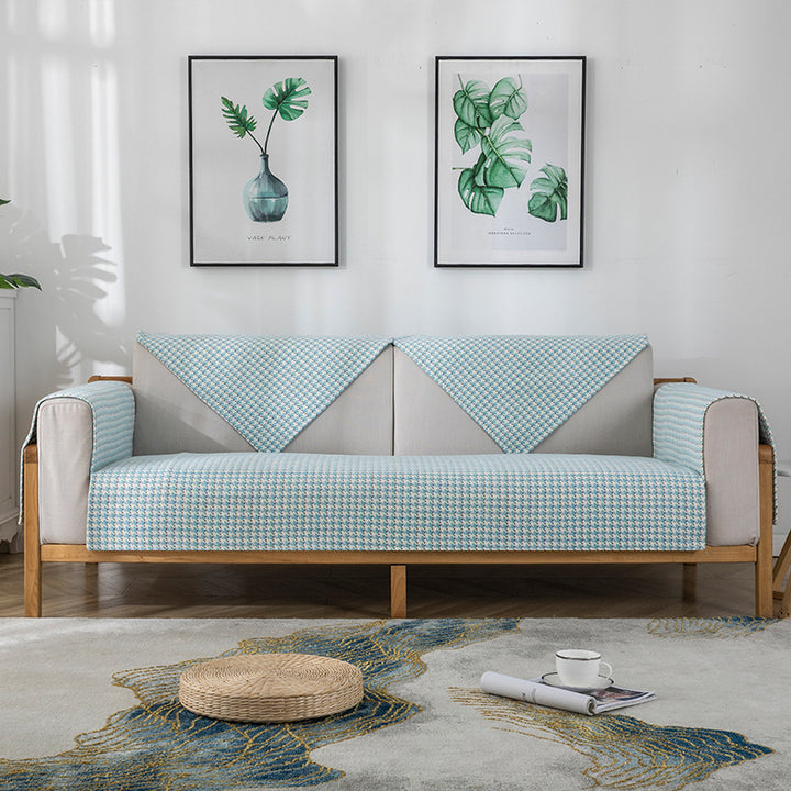 Sofa cover made of finely woven jacquard blend fiber with non-slip underside