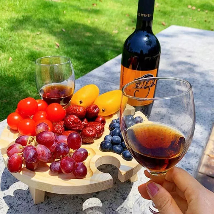 Wooden Outdoor Folding Picnic Table-With Glass Holder | Bowlift