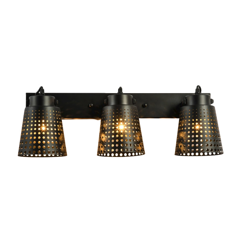BowLift | Steel Wall Lamp with Hollow Design Industry 1/2/3-Head Indoor Rotating Wall Lamp in Black