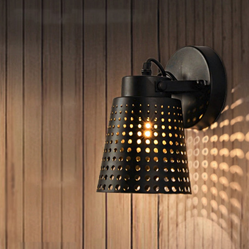 BowLift | Steel Wall Lamp with Hollow Design Industry 1/2/3-Head Indoor Rotating Wall Lamp in Black