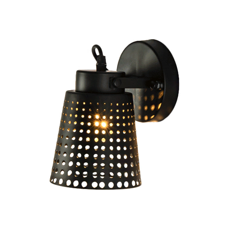 BowLift | Steel Wall Lamp with Hollow Design Industry 1/2/3-Head Indoor Rotating Wall Lamp in Black
