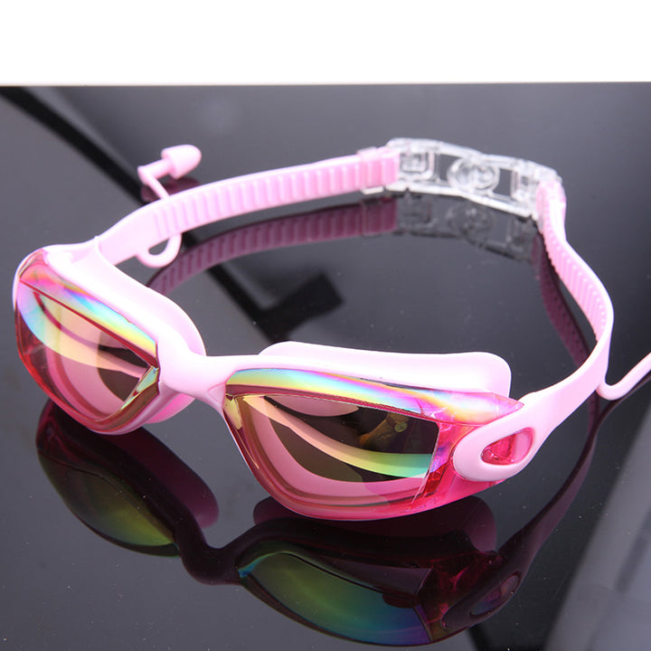Premium Swim Goggles Set with Adjustable Headband and Protective Cap Bowlift