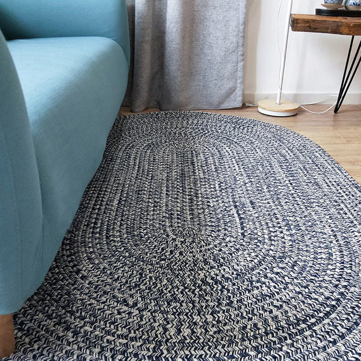 BowLift | Country Solid Color Carpet Blue Polypropylene Carpet Non-Slip Back Washable Pet-Friendly Rug for Home