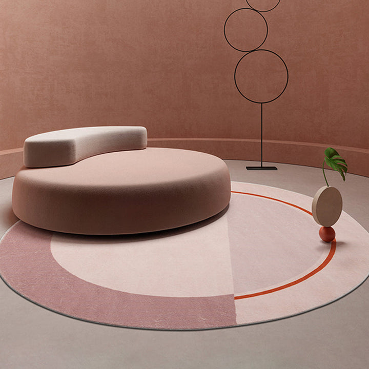 BowLift | Creative Abstract Carpet Red and Pink Modernism Carpet Polyester Pet Friendly Washable Non-Slip Area Rug for Bedroom